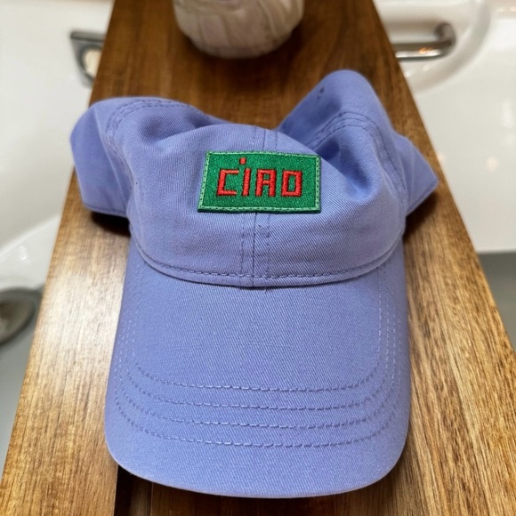 Clare V Accessories - Clare V BASEBALL HAT lilac w/ Green Ciao Patch NWT